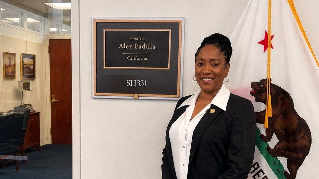 Ronna Green outside the office of United States Senator Alex Padilla