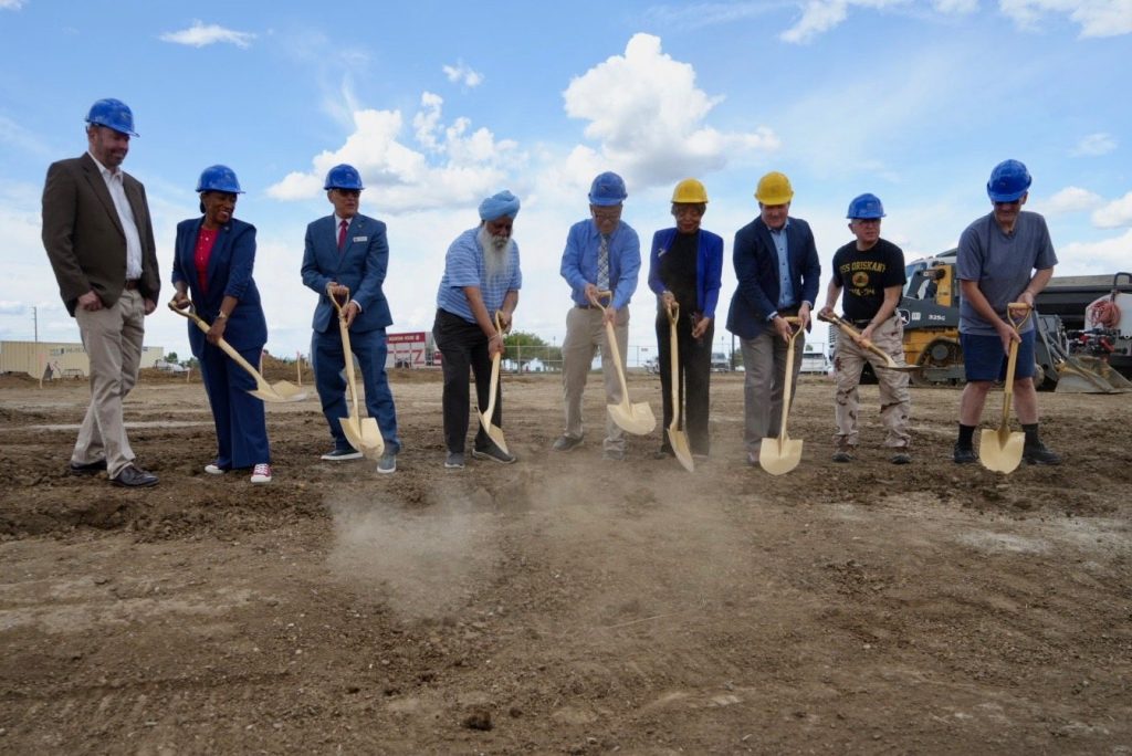 Officials breaking ground at the Veterans Memorial Park site